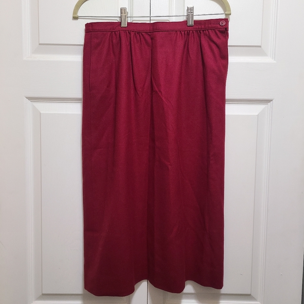PENDLETON PURE VIRGIN WOOL MIDI SKIRT SIZE 10 burgundy‎ USA